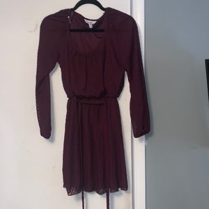 Burgundy Chevron print dress